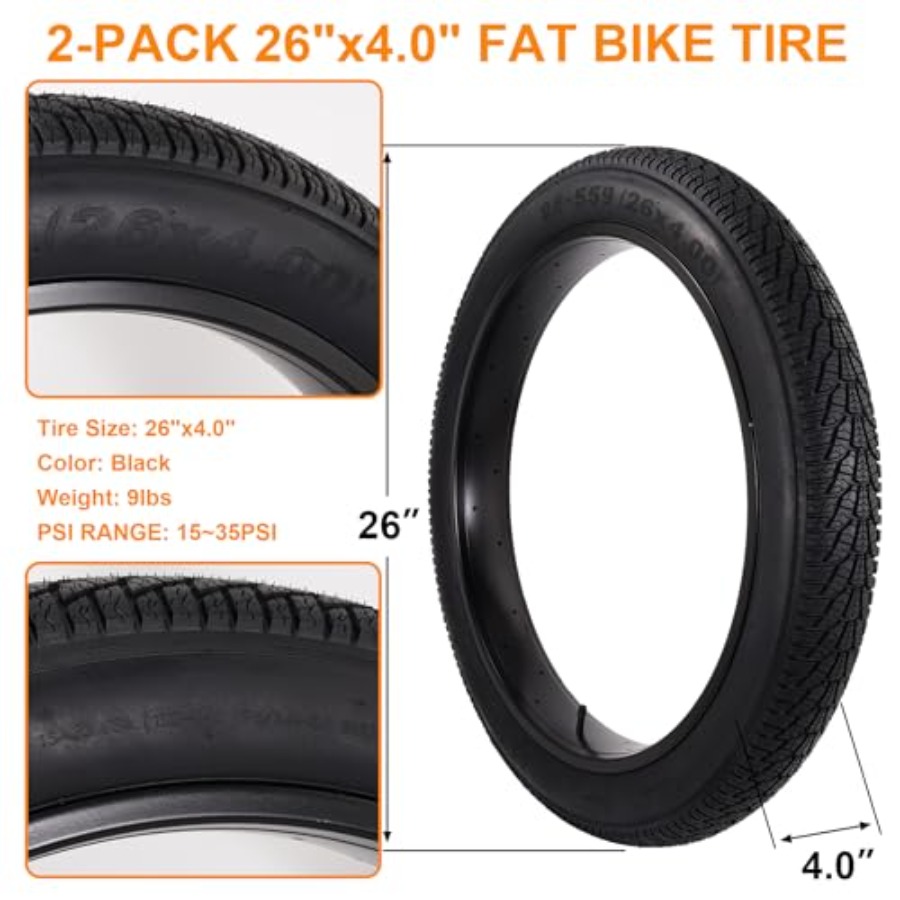 2-Pack 26x4.0 Fat Bike Tire, 2 - Mountain Biking Tube review and price